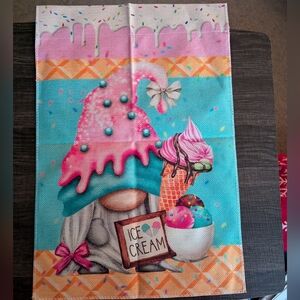 2/$12 Gnome Ice Cream Garden, Yard, or Patio Flag or Wall Hanging